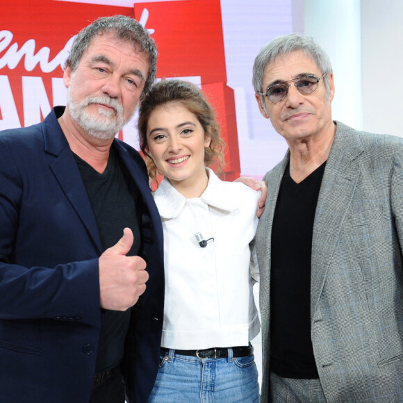 Exclusif - Olivier Marchal, Aurore Aguilar et Gérard Lanvin - Enregistrement de l'émission "Vivement Dimanche" présentée par M.Drucker et diffusée le 23 février 2020 sur France 2. Le 19 février 2020 © Guillaume Gaffiot / Bestimage