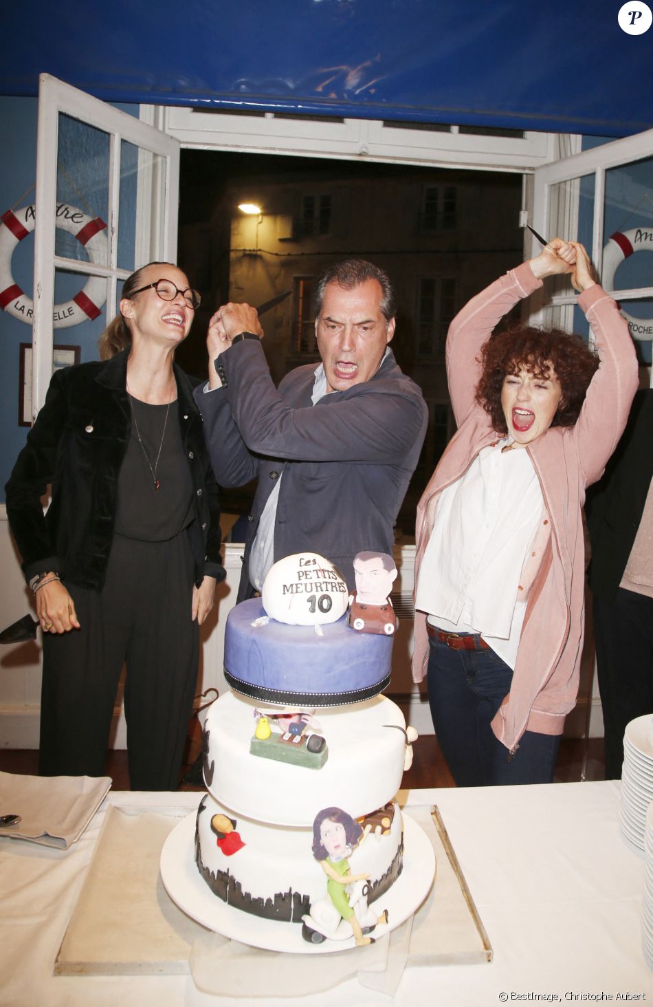 Elodie Frenck Samuel Labarthe Blandine Bellavoir Soiree Anniversaire Pour Les 10 Ans De La Serie Les Petits Meurtres D Agatha Christie Au Restaurant Chez An Purepeople