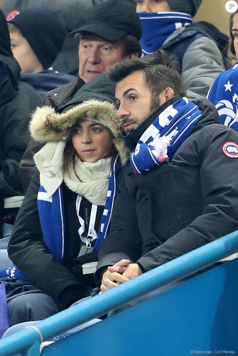 Laurent Ournac et sa femme Ludivine pendant le match de qualification