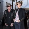 Après son 75ème concert, Johnny Hallyday arrive en famille avec sa femme Laeticia et ses filles Jade et Joy à l'aéroport de Los Angeles en provenance de Paris le 29 mars 2016. Elyette, la grand-mère de Laeticia Hallyday accompagne toute la famille.