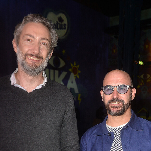 Vincent Desagnat et Cartman (Nicolas Bonaventure Ciattoni) - Lancement de la collection de mouchoirs "Lotus by MIKA" à l'Atelier des Lumières à Paris. Le 1er octobre 2020 © Veeren Ramsamy-Christophe Clovis / Bestimage