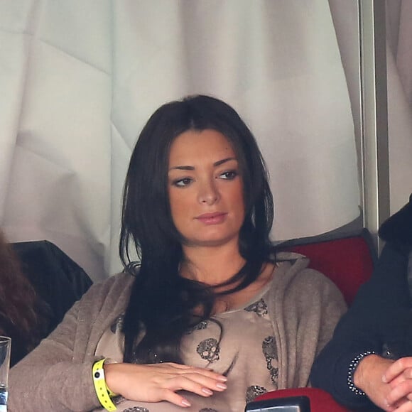 Emilie Nef Naf et son compagnon Jeremy Menez - People au match de football Psg-Sochaux au Parc des Princes, le 29 septembre 2012.