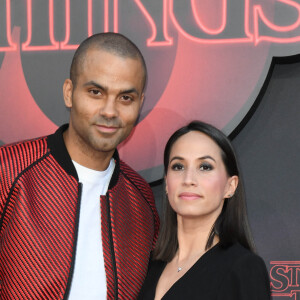 Tony Parker et sa femme Axelle Francine à la première de la série Netflix "Stranger Things - Saison 3" au cinéma Le Grand Rex à Paris, le 4 juillet 2019. © Guirec Coadic/Bestimage 