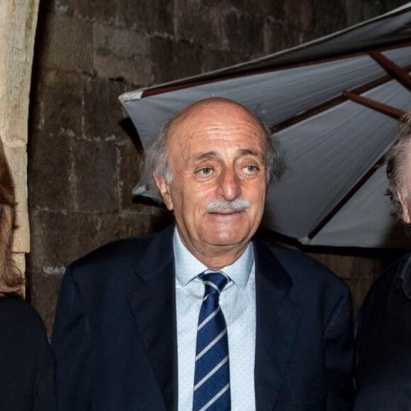 Exclusif - Gérard Depardieu avec Walid Joumblatt (leader de la communauté druze) et sa femme Nora Joumblatt (Présidente du Festival) - Gérard Depardieu s'est produit sur la scène du "Beiteddine Festival" dans le district du Chouf au Liban, le samedi 20 juillet 2019. © Nabil Ismail / Bestimage