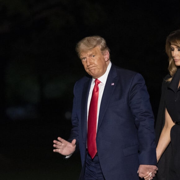 Donald Trump et sa femme Melania de retour à la Maison Blanche, après le dernier débat télévisé des élections présidentielles, qui s'est déroulé à Nashville. Washington. Le 22 octobre 2020.
