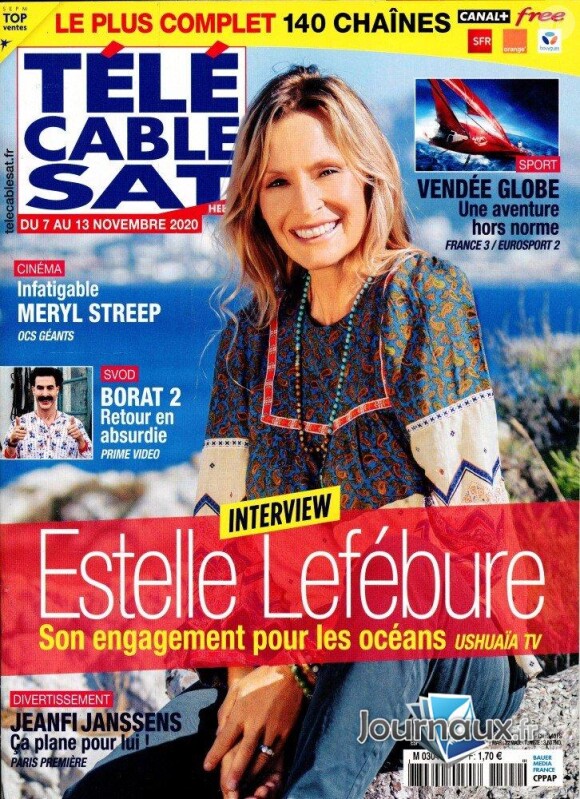 Estelle Lefébure dans le magazine "Télé Cable Sat" du 7 novembre 2020.