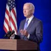 Le candidat démocrate à la présidence Joe Biden prononçant un discours à Wilmington le 6 novembre 2020. Ici avec Kamala Harris.