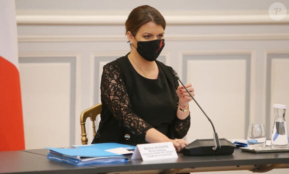 Lutte contre le cyber-islamisme, réunion des reseaux sociaux et plateformes en présence de Marlène Schiappa Ministre déléguée chargée de la Citoyennete au Ministère de l'Intérieur Place Beauvau à Paris, le 20 octobre 2020.