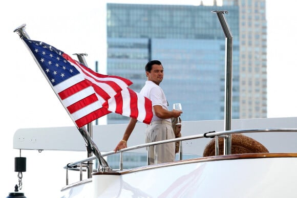 Leonardo DiCaprio sur le tournage du film "Le Loup de Wall Street" à New York.