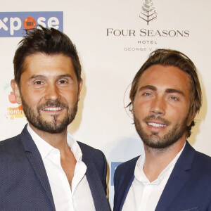 Christophe Beaugrand et son mari Ghislain Gerin au photocall de la 10ème édition du "Global Gift Gala" à l'hôtel Four Seasons George V à Paris, le 3 juin 2019. © Marc Ausset-Lacroix/Bestimage 