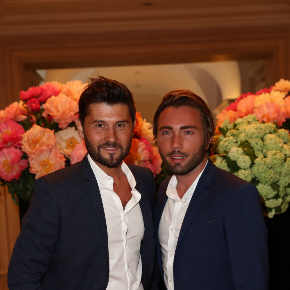 Exclusif - Christophe Beaugrand et son mari Ghislain Gerin au cocktail de la 10ème édition du "Global Gift Gala" à l'hôtel Four Seasons George V à Paris, le 3 juin 2019. © Cyril Moreau/Global Gift Foundation/Bestimage 