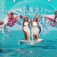Jade Thirlwall, Perrie Edwards, Leigh-Anne Pinnock, Jesy Nelson - Dans les coulisses du tournage du clip "Holiday" du groupe Little Mix. Londres. Le 10 septembre 2020.