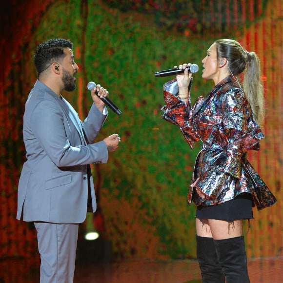 Exclusif - Slimane et Vitaa à l'enregistrement de l'émission "Tous ensemble pour la musique" pour la fête de la musique 2020 à l'AccorHotels Arena à Paris le 18 juin 2020. © Cyril Moreau / Veeren Ramsamy / Bestimage