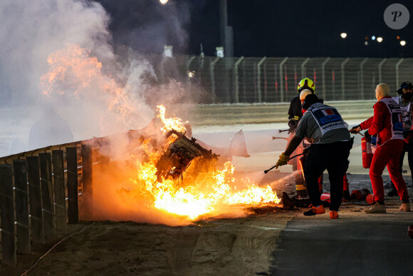 Accident de Romain Grosjean lors du Grand Prix de Formule 1 de Bahrein à Sakhir. Le 29 novembre 2020 © DPPI / Panoramic / Bestimage