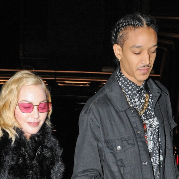 Exclusif - La légende de la pop Madonna et son compagnon Ahlamalik Williams profitent d'un repas de la Saint-Valentin au restaurant Fucina à Londres 14 février 2020.