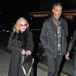 Exclusif - La légende de la pop Madonna et son compagnon Ahlamalik Williams profitent d'un repas de la Saint-Valentin au restaurant Fucina à Londres 14 février 2020.