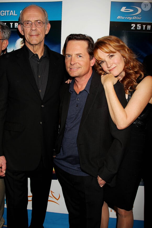 Christopher Lloyd, Michael J Fox et Lea Thompson fêtent les 25 ans de la trilogie "Retour vers le futur" à New York en 2010. 