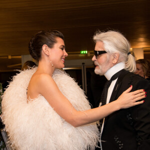 Charlotte Casiraghi et Karl Lagerfeld - Cocktail - 64ème Bal de la Rose sur le thème de Manhattan, imaginé par K.Lagerfeld, au profit de la Fondation Princesse Grace, dans la Salle des Etoiles au Sporting Monte Carlo à Monaco. Le 24 mars 2018 © Gaëtan Luci / Palais Princier / SBM via Bestimage