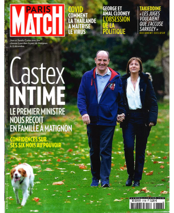 Jean Castex et son épouse Sandra en couverture du magazine "Paris Match", le 24 décembre 2020.