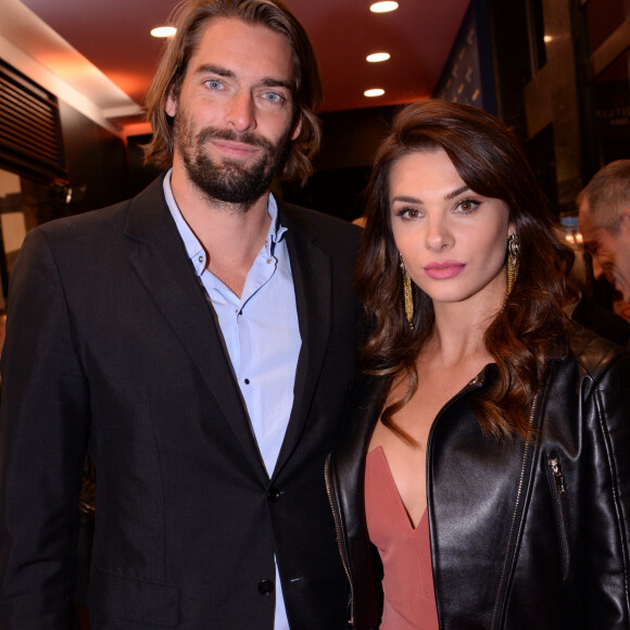 Camille Lacourt et sa compagne Alice Detollenaere (Miss Bourgogne 2010) lors de la soirée de réouverture de la boutique "Breitling", située rue de la Paix. Paris, le 3 octobre 2019. © Rachid Bellak/Bestimage