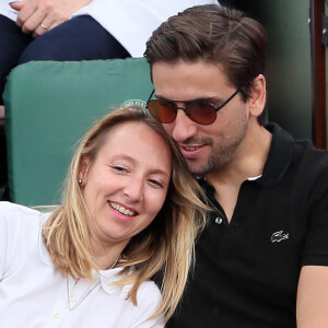 Audrey Lamy et son compagnon Thomas Sabatier dans les tribunes des internationaux de Roland Garros - jour 5 - à Paris, France, le 31 mai 2018. © Cyril Moreau - Dominique Jacovides/Bestimage