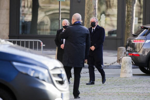François Bayrou assiste aux obsèques de Marielle de Sarnez en l'Église Saint-Sulpice à Paris le 18 janvier 2021.