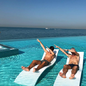 Didier Deschamps et son fils Dylan. Décembre 2018.