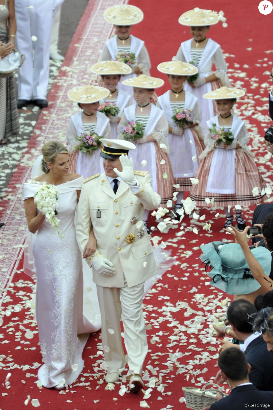 Mariage du prince Albert de Monaco et Charlene Wittstock, en 2011 au palais princier de Monaco.