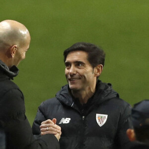 Zinédine Zidane lors de la demi-finale de Supercoupe d'Espagne entre le Real Madrid et l'Athletico Bilbao. Malaga, le 14 janvier 2021.