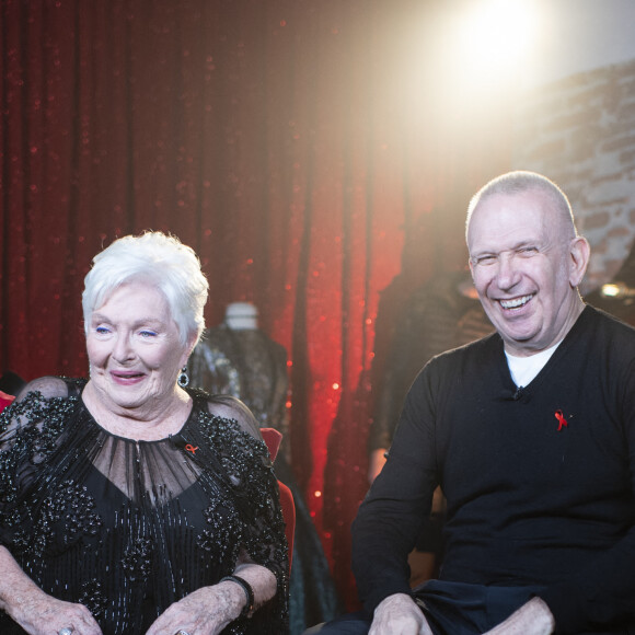 Exclusif - Line Renaud et Jean-Paul Gaultier - Backstage de l'enregistrement de l'émission "100 ans de comédies musicales pour le Sidaction", qui sera diffusée le 2 avril sur France 2. Le 10 mars 2020 © Moreau-Perusseau / Bestimage