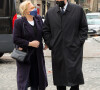 Sylvie Vartan et son mari Tony Scotti - Arrivées à la messe anniversaire à la mémoire de Pierre Cardin en l'église de La Madeleine à Paris. Le 29 janvier 2021  