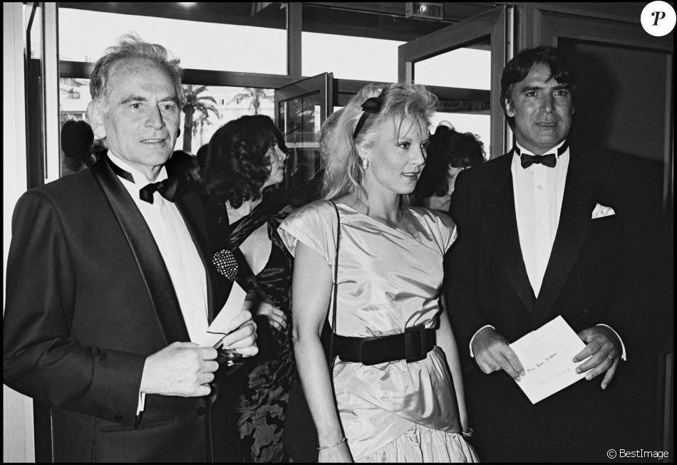 Archives - Pierre Cardin avec Sylvie Vartan et son mari Tony Scotti au Festival de Cannes en 1986