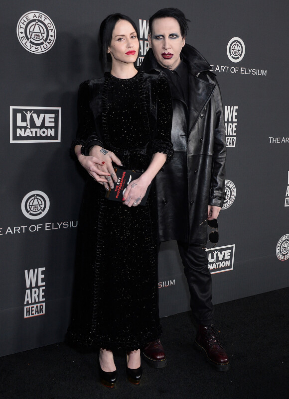 Lindsay Usich et son compagnon Marilyn Manson lors de la 13ème édition de la soirée de gala "The Art of Elysiums " dans la salle de spectacle du Hollywood Palladium à Los Angeles, Californie, Etats-Unis, le 4 janvier 2020. 