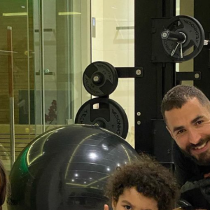 Karim Benzema et ses deux enfants, Mélia et Ibrahim. Octobre 2020.