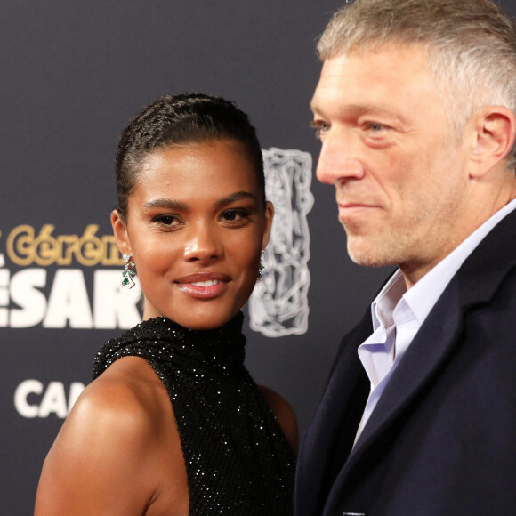 Vincent Cassel et sa femme Tina Kunakey lors du photocall lors de la 45ème cérémonie des César à la salle Pleyel à Paris le 28 février 2020 © Dominique Jacovides / Olivier Borde / Bestimage