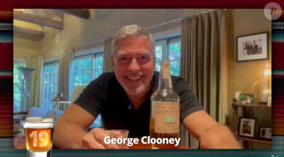 George Clooney - Les stars trinquent par visioconférence à la santé de Guillermo Rodriguez, l'acolyte de Jimmy Kimmel, pour son 50e anniversaire. Los Angeles. Le 27 janvier 2021.