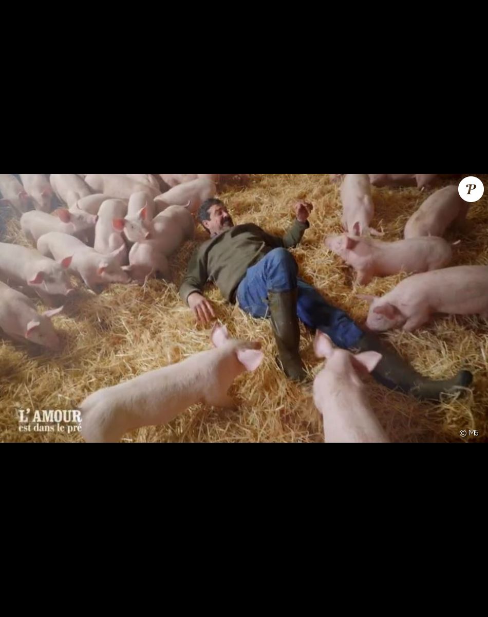 Hervé le moustachu, lors du tournage de son portrait de "L'amour est dans le pré 2021", diffusé le 8 février sur M6