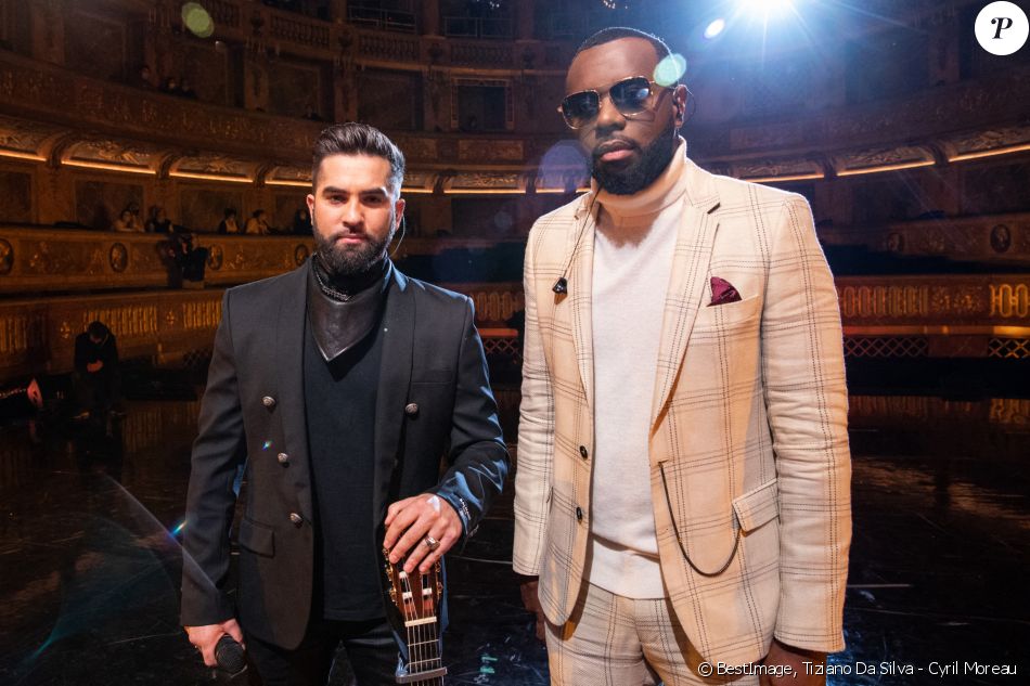 Exclusif - Kendji Girac et Maitre Gims - Enregistrement de l'émission "La grande soirée du 31 à Versailles", qui sera diffusée sur France 2. Le 15 décembre 2020 © Tiziano Da Silva - Cyril Moreau / Bestimage