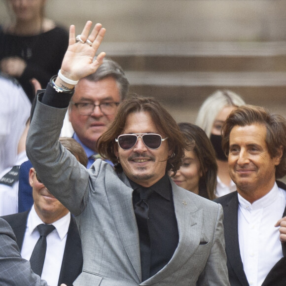 Johnny Depp à la sortie de la cour royale de justice de Londres, au dernier jour du procès en diffamation contre le magazine The Sun Newspaper. Le 28 juillet 2020  Johnny Depp leaves the High Court, London, Tuesday 28th July 2020.