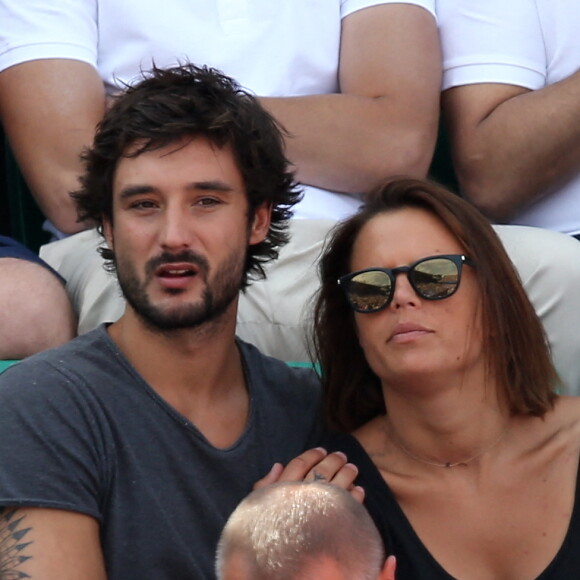 Laure Manaudou et son compagnon Jérémy Frérot - People dans les tribunes lors de la finale des Internationaux de tennis de Roland-Garros à Paris.