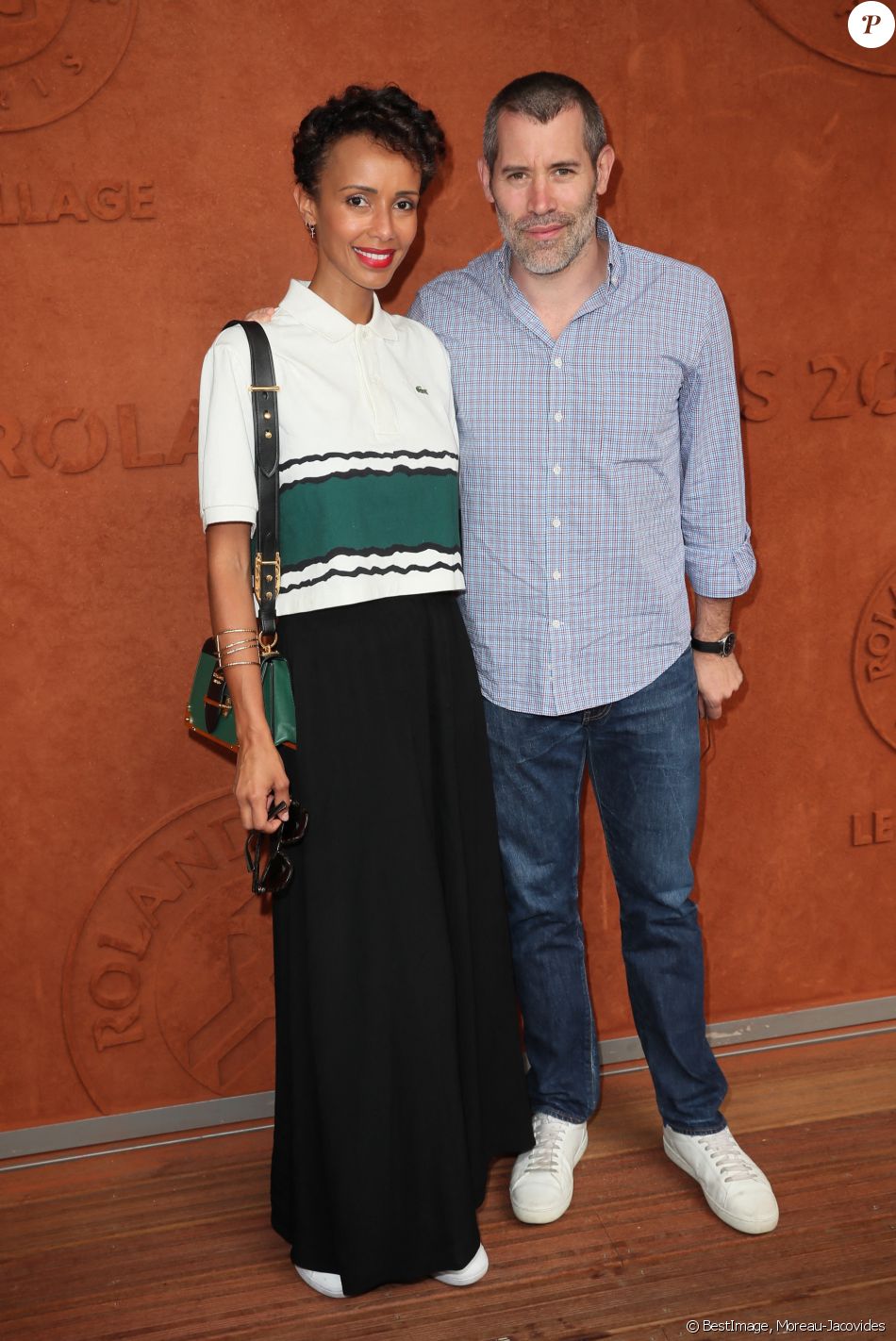 Sonia Rolland et Jalil Lespert au village lors des internationaux de tennis de Roland Garros à Paris, le 10 juin 2018. © Moreau-Jacovides/Bestimage