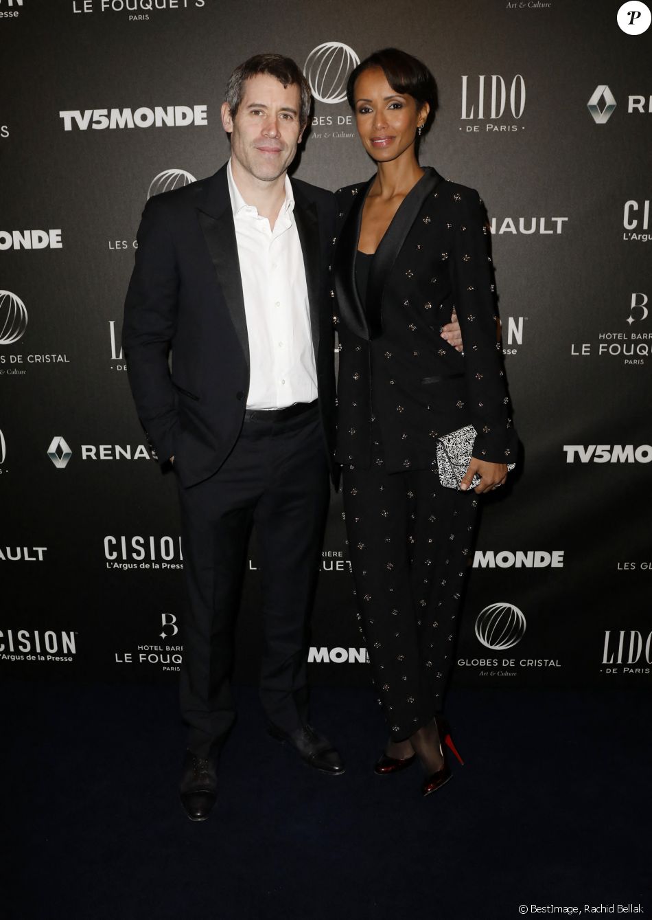 Sonia Rolland et Jalil Lespert - Photocall - 12ème cérémonie des Globes de Cristal au Lido à Paris, le 12 février 2018. © Rachid Bellak / Pool / Bestimage