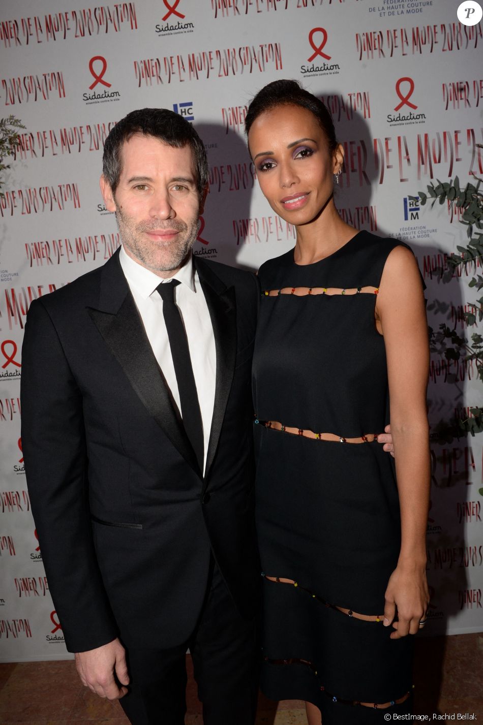 Sonia Rolland et Jalil Lespert - Photocall de la 16ème soirée Sidaction dans la salle de réception du Pavillon d'Armenonville à Paris, France, le 26 janvier 2018. © Rachid Bellak/Bestimage