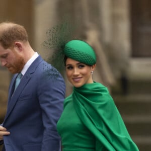 Le prince Harry, duc de Sussex, et Meghan Markle, duchesse de Sussex - La famille royale d'Angleterre lors de la cérémonie du Commonwealth en l'abbaye de Westminster à Londres, le 9 mars 2020. 