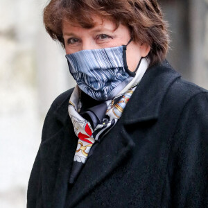 La ministre de la Culture Roselyne Bachelot - Messe en hommage à Robert Hossein en l'église Saint-Sulpice à Paris. Le 9 février 2021 