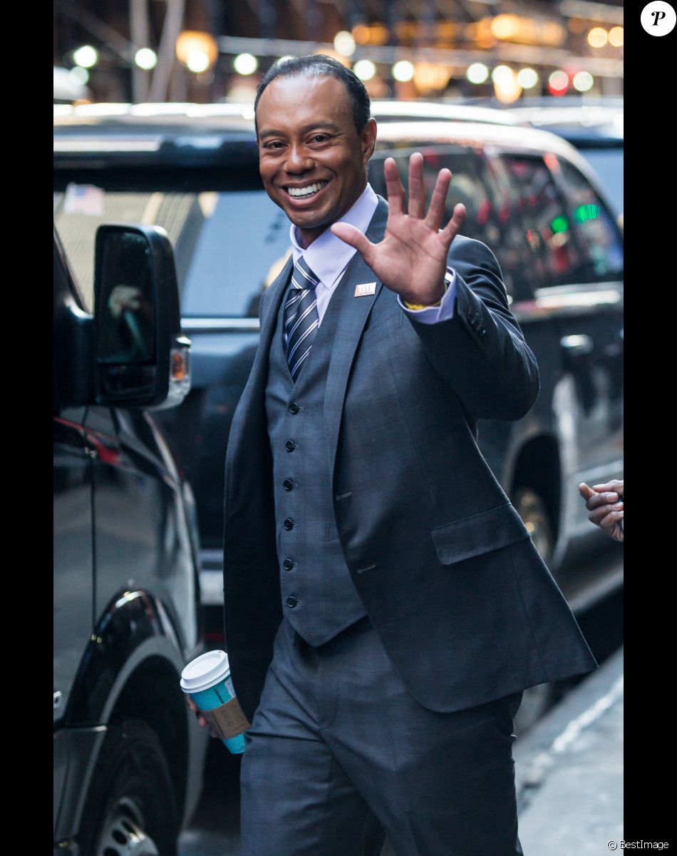 Tiger Woods arrive pour l'émission Good morning America" à New York le 20 mars 2017.