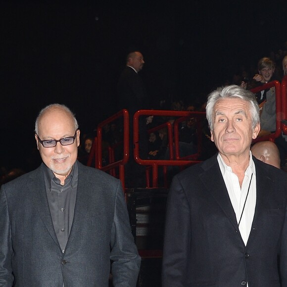 René Angélil et Gilbert Coullier au concert de Céline Dion au POPB de Paris, le 29 novembre 2013. 