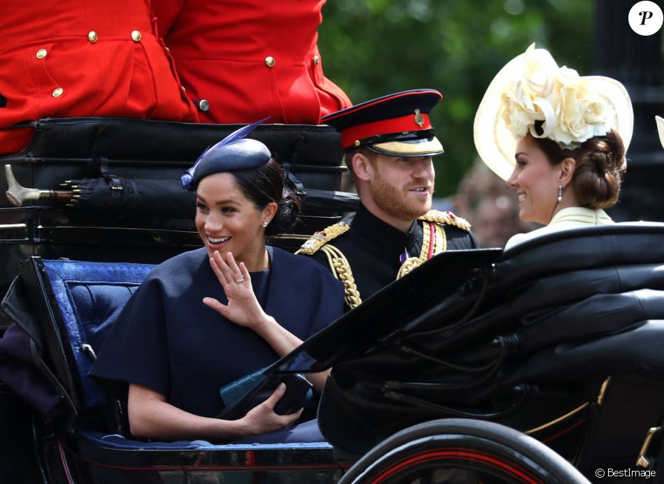 Le prince Harry, duc de Sussex, et Meghan Markle, duchesse de Sussex - La parade Trooping the Colour 2019, célébrant le 93ème anniversaire de la reine Elisabeth II, au palais de Buckingham, Londres, le 8 juin 2019.