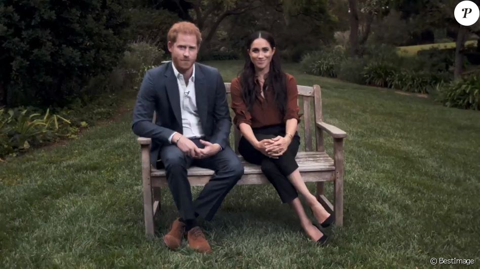 Le prince Harry, duc de Sussex, et Meghan Markle, duchesse de Sussex en pleine interview pour TIME 100 television ABC.