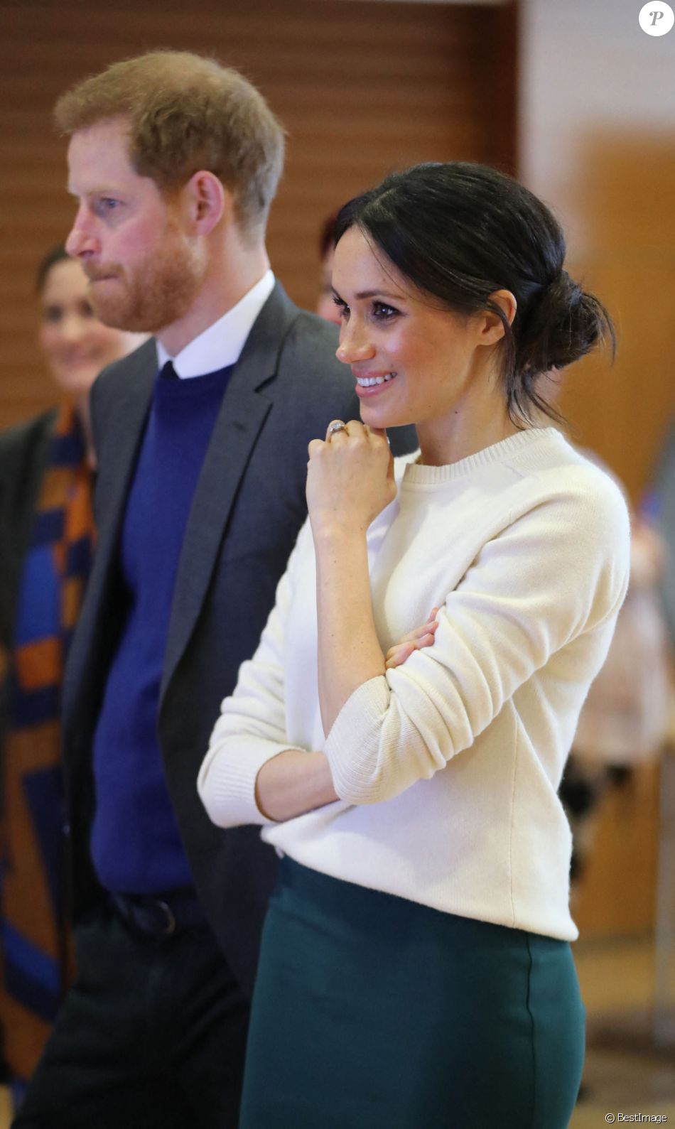 Le prince Harry et Meghan Markle visitent la Titanic FX Company à Belfast et rencontrent de jeunes entrpreneurs le 23 mars 2018.